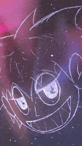 a drawing of a cartoon character with glowing eyes and teeth