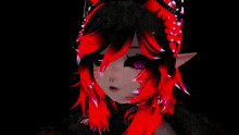 a girl with red hair and purple eyes is a demon