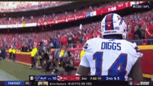 a football player with the name diggs on the back of his shirt