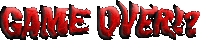 the word game over is written in bloody red letters