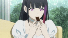Eating Chocolate Happy GIF - Eating Chocolate Happy Happy Anime Girl GIFs