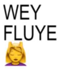 wey fluye is written on a white background with a yellow emoji