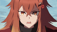 a close up of a girl 's face with an angry expression on her face
