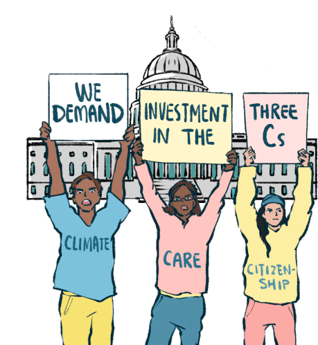 We Demand Investment In The Three Climate Sticker - We Demand Investment In The Three Climate Care Stickers