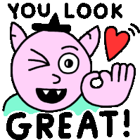 Cat Saying You Look Great! Sticker - Kindof Perfect Lovers You Look Great Ok Stickers