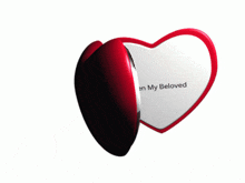 a heart shaped mirror with a picture of a woman and the words " raven my beloved "