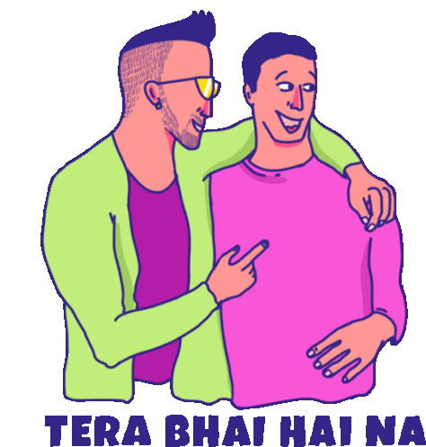 Stud Munda Chills With A Friend Sticker - Stud Munda Tera Bhai Hai Na Google Stickers