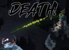 the word death is on a red background with an explosion