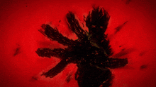 a red background with a black drawing of a person