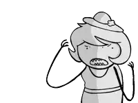 a black and white drawing of a girl with a hat on