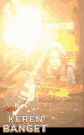 a poster for keren banget shows a woman playing a guitar
