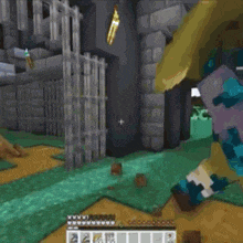 a person is playing a video game in front of a building .