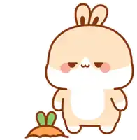 a cartoon rabbit is holding a smaller rabbit wearing a carrot costume .