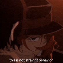 a close up of a person with the words " this is not straight behavior " below them