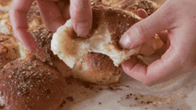 Pulling The Bread Apart Two Plaid Aprons GIF - Pulling The Bread Apart Two Plaid Aprons Separating The Bread GIFs