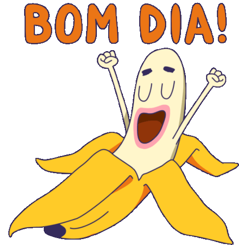 Banana Waking Up Says Good Morning In Portuguese Sticker