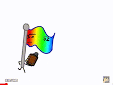 a cartoon drawing of a rainbow flag with a face