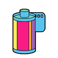 a colorful cartoon drawing of a roll of film