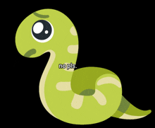 a green cartoon snake with the words nopls written below it