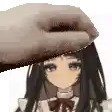 a close up of a person 's hand on a girl 's head .