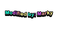 a colorful logo that says modified by marky on a white background