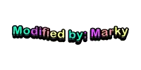 a colorful logo that says modified by marky on a white background