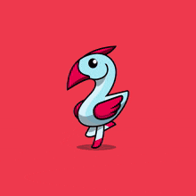 a cartoon drawing of a bird with blue feathers