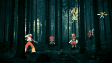 pokemon art forest anime fly