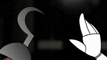 a black and white drawing of a hook and a hand