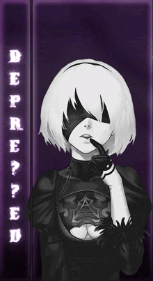a black and white drawing of a girl with the words " depressed " written on it