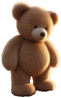a brown teddy bear with a white nose is standing in front of a white background