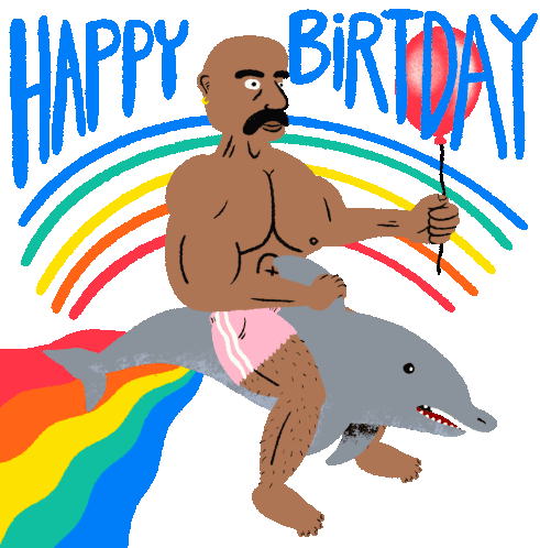 Happy Birthday Dolphin Sticker - Happy Birthday Dolphin Balloon Stickers
