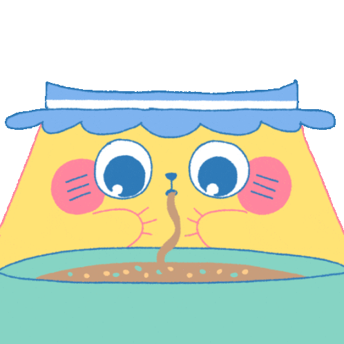 Hungry Boxy Kitten Slurps At A Noodle Sticker - Boxy Kitten Noodles Lunch Stickers
