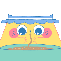 Hungry Boxy Kitten Slurps At A Noodle Sticker