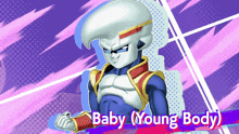 a cartoon character with the name baby young body on the bottom