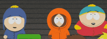 a group of south park characters are standing in a line