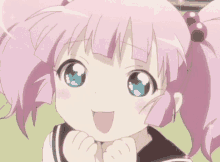 i love you anime smile pink hair school girl