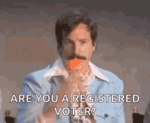 Are You A Registered Voter Confetti GIF - Are You A Registered Voter Confetti Straight Face GIFs