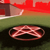 a pentagram in the middle of a circle on a grassy field