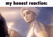 a cartoon of a man with the words `` my honest reaction '' written above him .