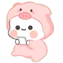 a cartoon pig is holding a cell phone in its hand .