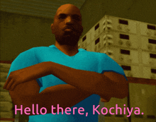 a video game character says hello theres kiochiya