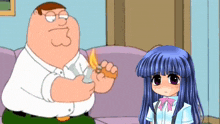 peter griffin is holding a lighter next to a girl