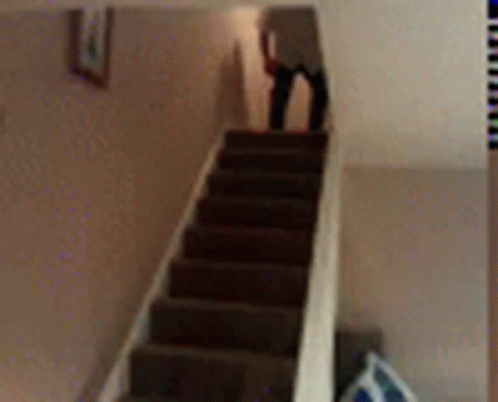 fat person falling down stairs
