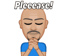 bald man please praying wishing beg