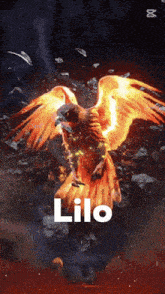 a poster of a phoenix with the name lilo written below it
