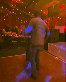 a man and woman are dancing on a dance floor