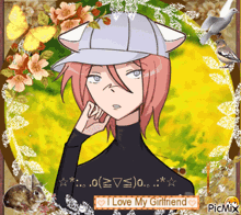 a picture of a girl with the words i love my girlfriend