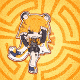a cartoon drawing of a girl in a tiger costume