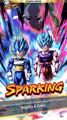 a screenshot of a video game that says sparking vegeta and goku
